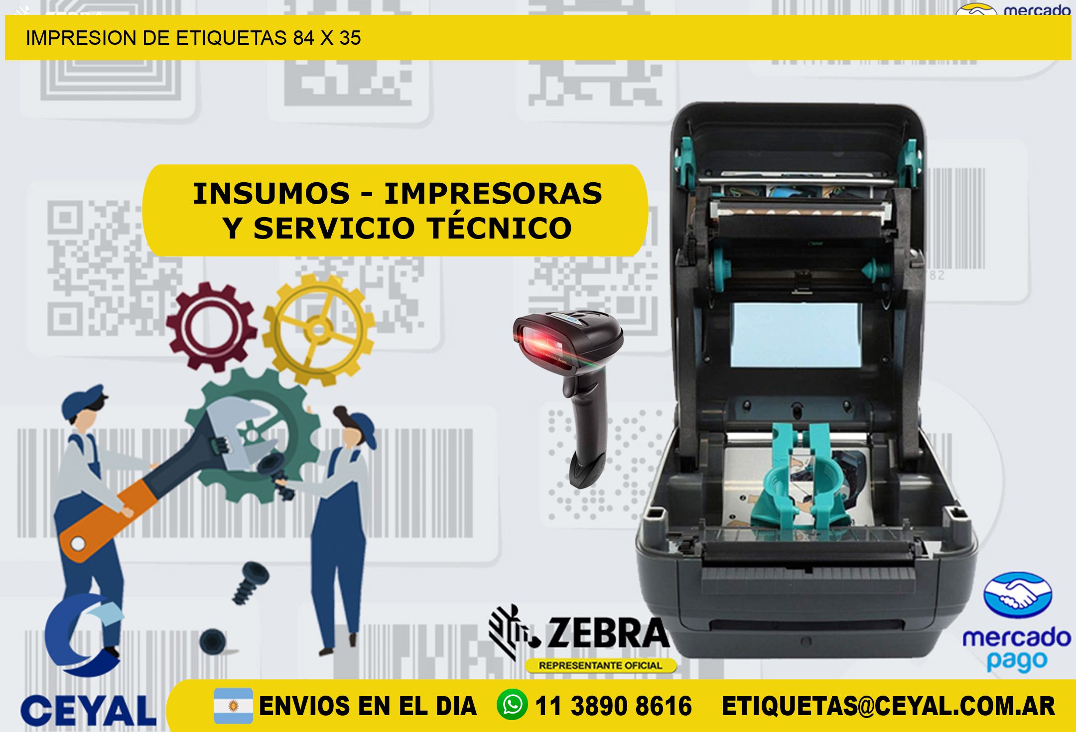 IMPRESION DE ETIQUETAS 84 x 35