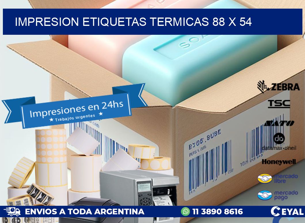 IMPRESION ETIQUETAS TERMICAS 88 x 54