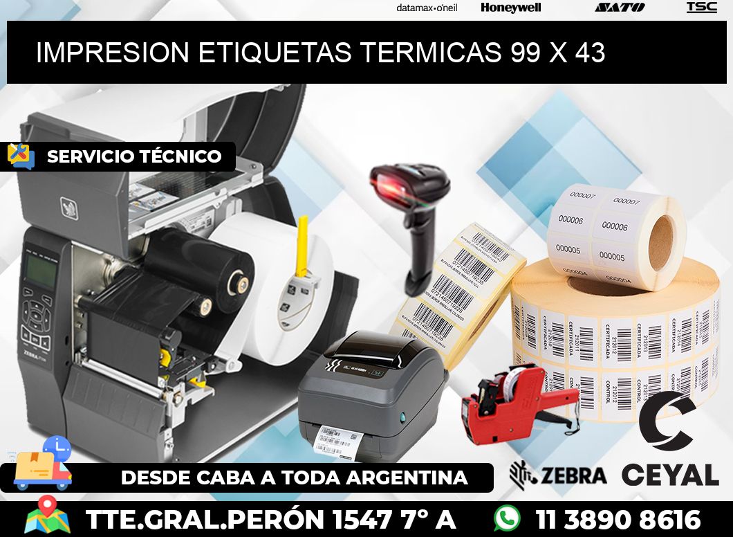 IMPRESION ETIQUETAS TERMICAS 99 x 43
