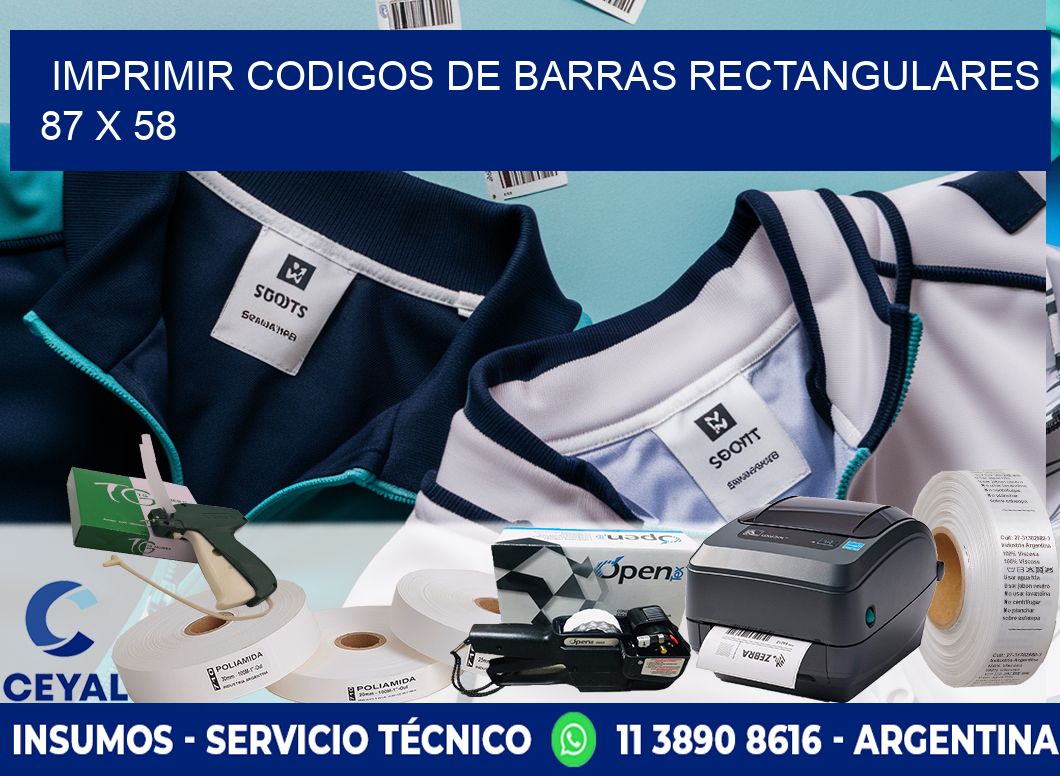IMPRIMIR CODIGOS DE BARRAS RECTANGULARES 87 x 58