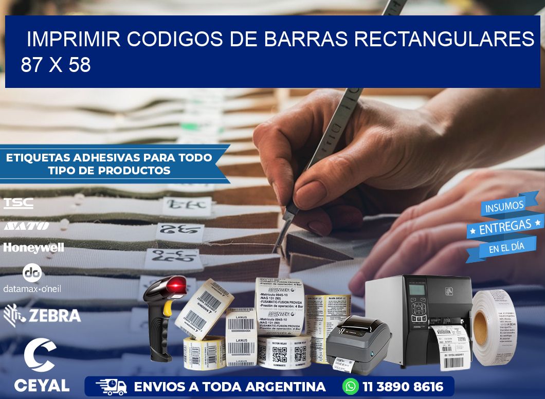 IMPRIMIR CODIGOS DE BARRAS RECTANGULARES 87 x 58