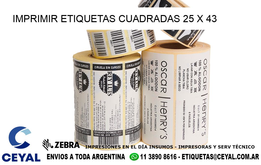 IMPRIMIR ETIQUETAS CUADRADAS 25 x 43