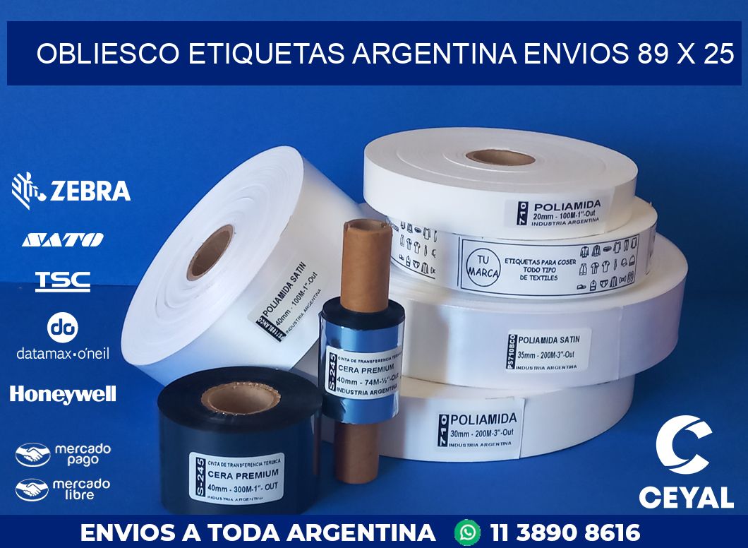 OBLIESCO ETIQUETAS ARGENTINA ENVIOS 89 x 25