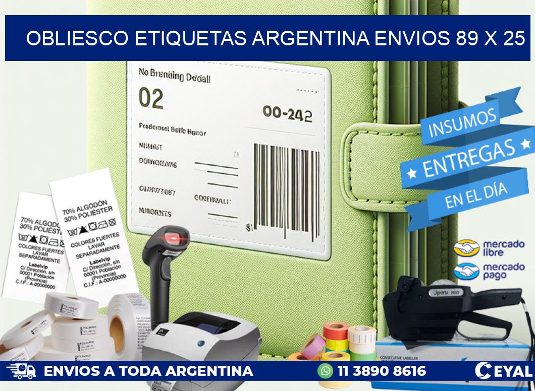OBLIESCO ETIQUETAS ARGENTINA ENVIOS 89 x 25