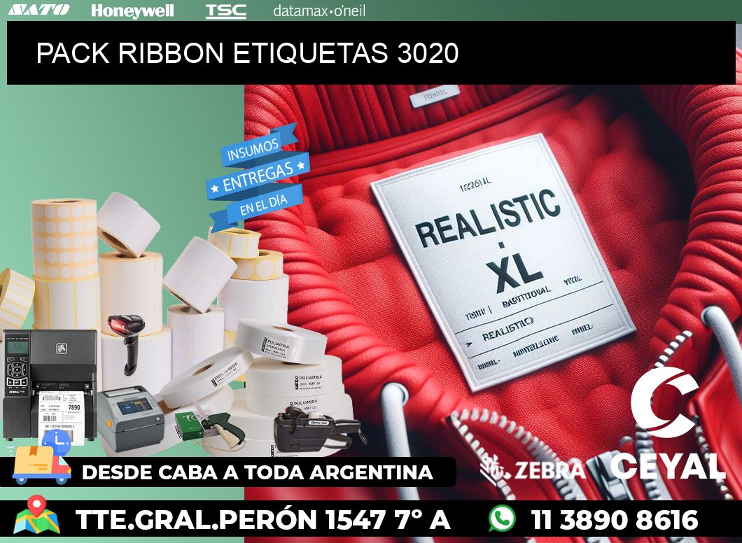 PACK RIBBON ETIQUETAS 3020