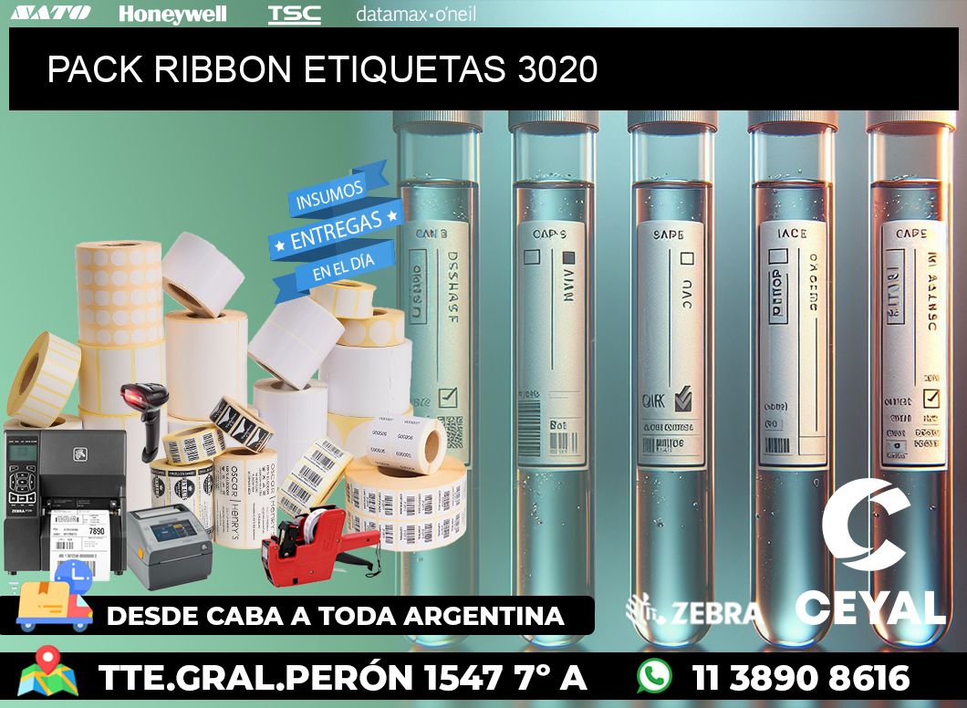 PACK RIBBON ETIQUETAS 3020