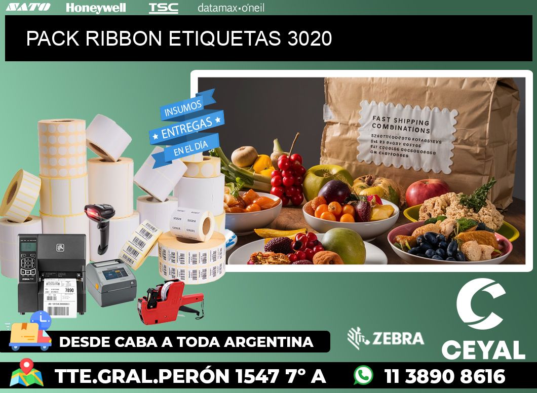 PACK RIBBON ETIQUETAS 3020