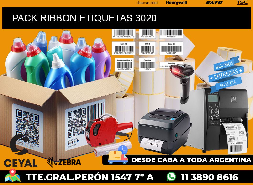PACK RIBBON ETIQUETAS 3020