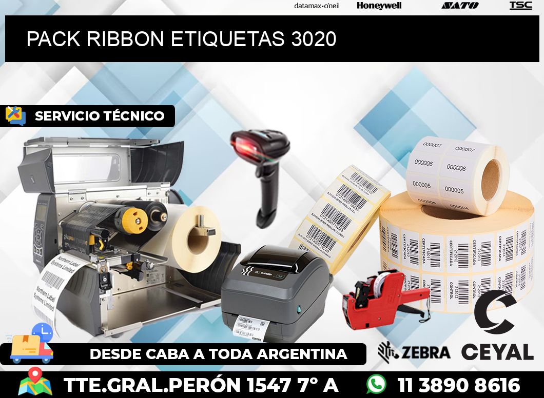 PACK RIBBON ETIQUETAS 3020
