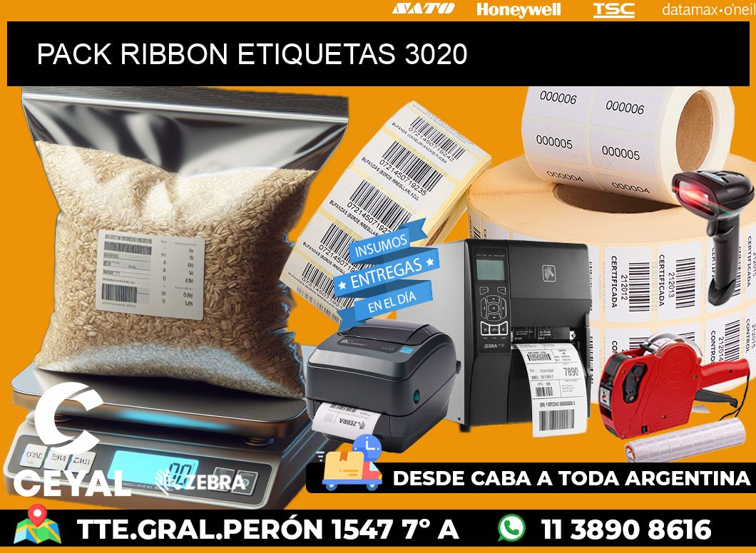 PACK RIBBON ETIQUETAS 3020