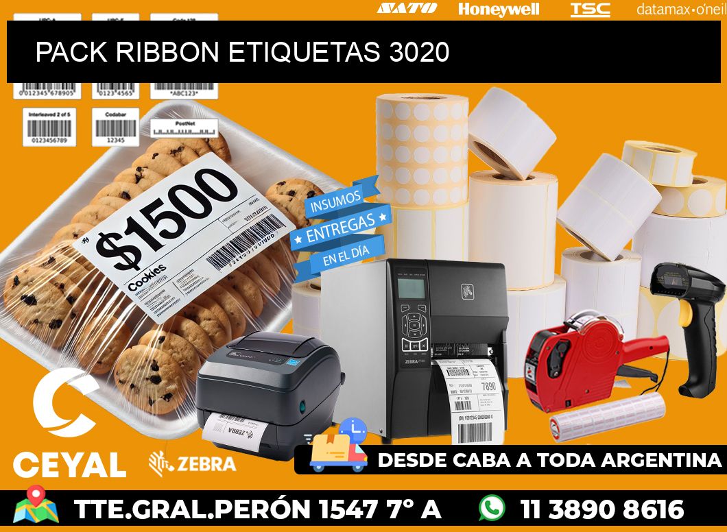 PACK RIBBON ETIQUETAS 3020