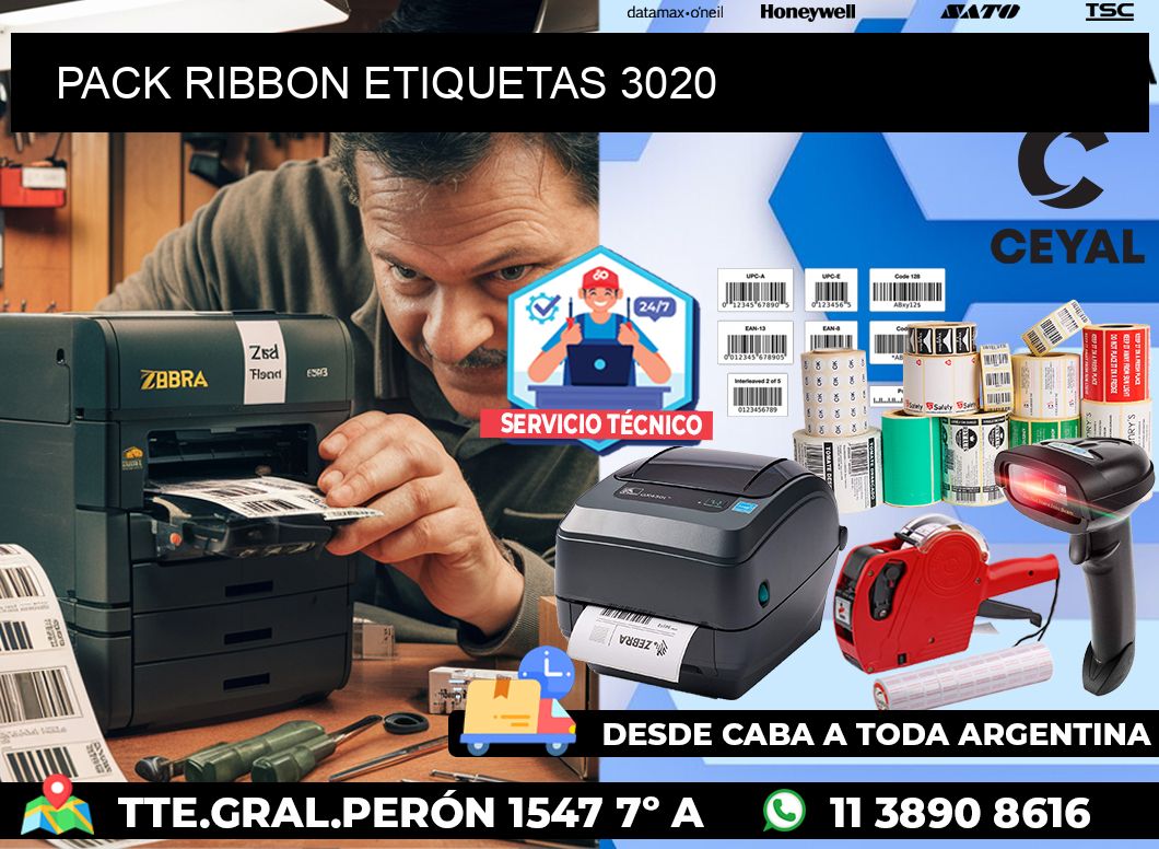 PACK RIBBON ETIQUETAS 3020