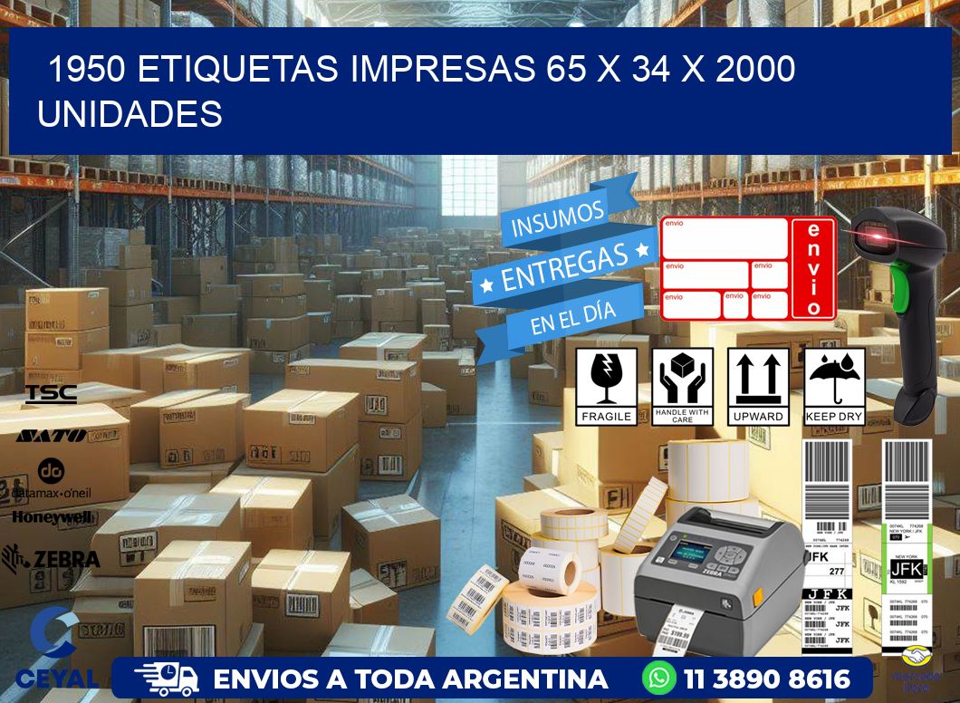 1950 ETIQUETAS IMPRESAS 65 x 34 X 2000 UNIDADES