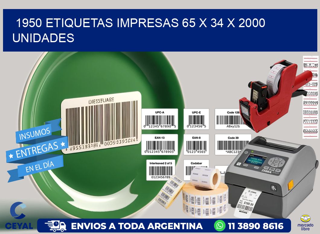 1950 ETIQUETAS IMPRESAS 65 x 34 X 2000 UNIDADES