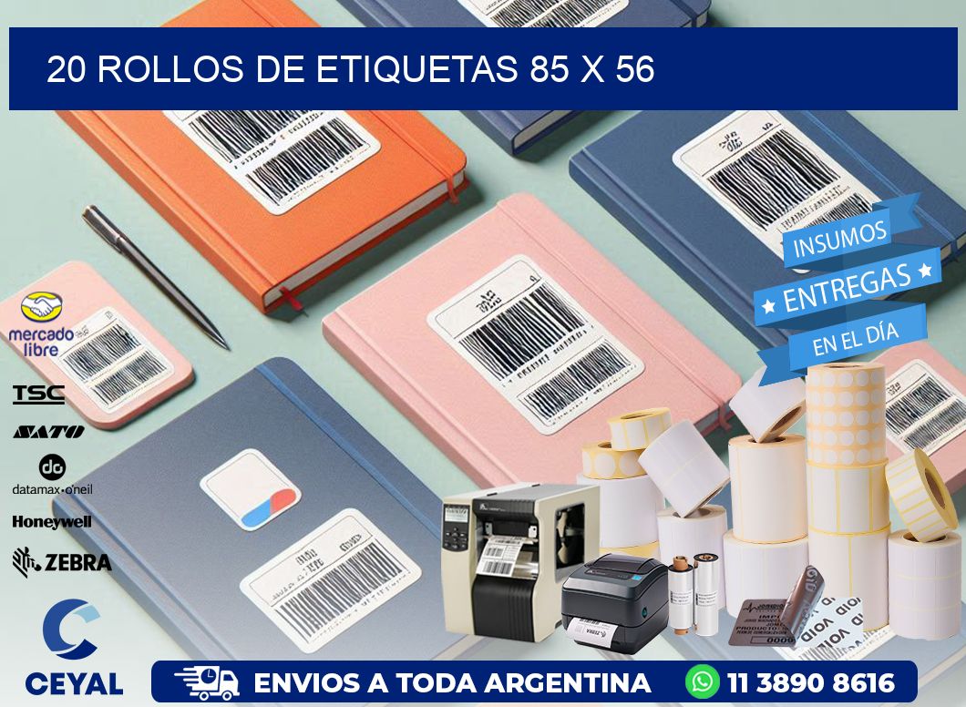 20 ROLLOS DE ETIQUETAS 85 x 56