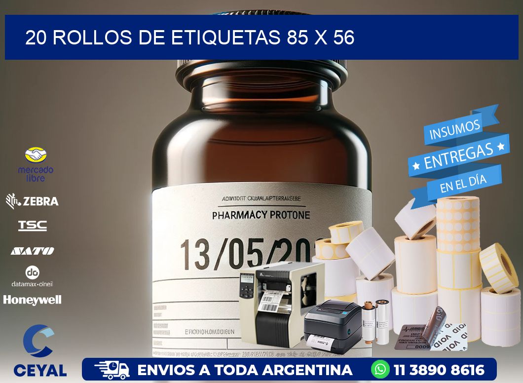 20 ROLLOS DE ETIQUETAS 85 x 56