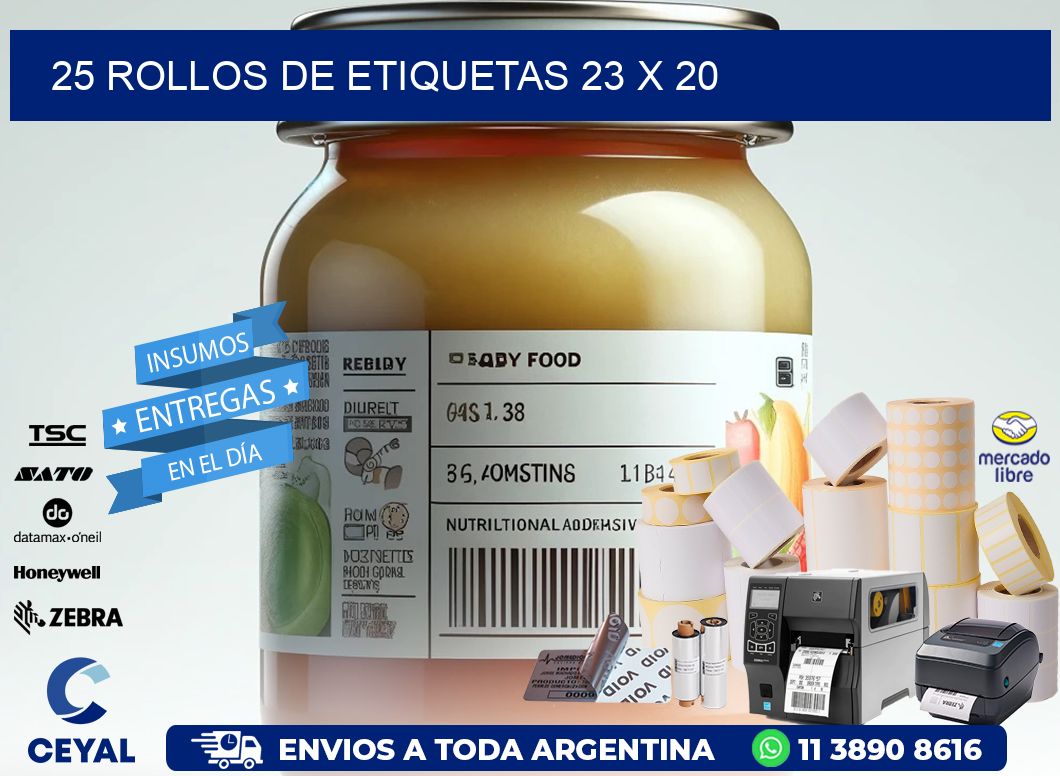 25 ROLLOS DE ETIQUETAS 23 x 20