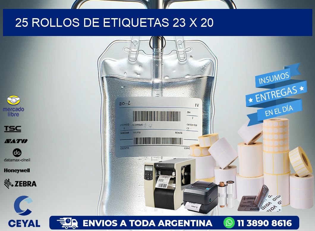 25 ROLLOS DE ETIQUETAS 23 x 20