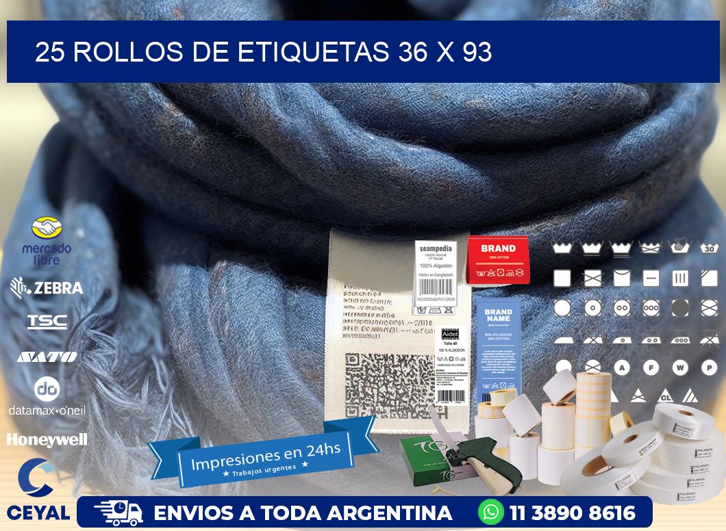 25 ROLLOS DE ETIQUETAS 36 x 93