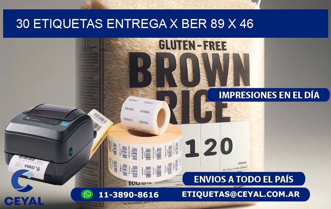 30 ETIQUETAS ENTREGA X BER 89 x 46