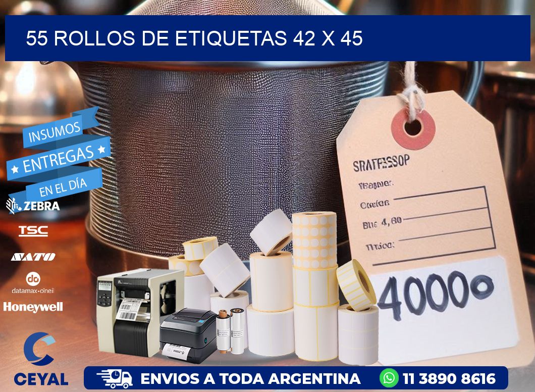 55 ROLLOS DE ETIQUETAS 42 x 45