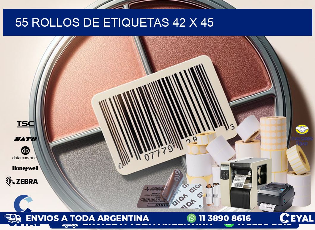 55 ROLLOS DE ETIQUETAS 42 x 45