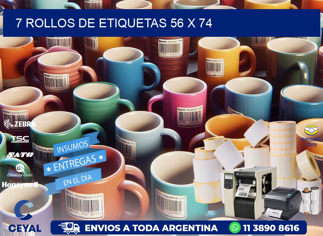 7 ROLLOS DE ETIQUETAS 56 x 74
