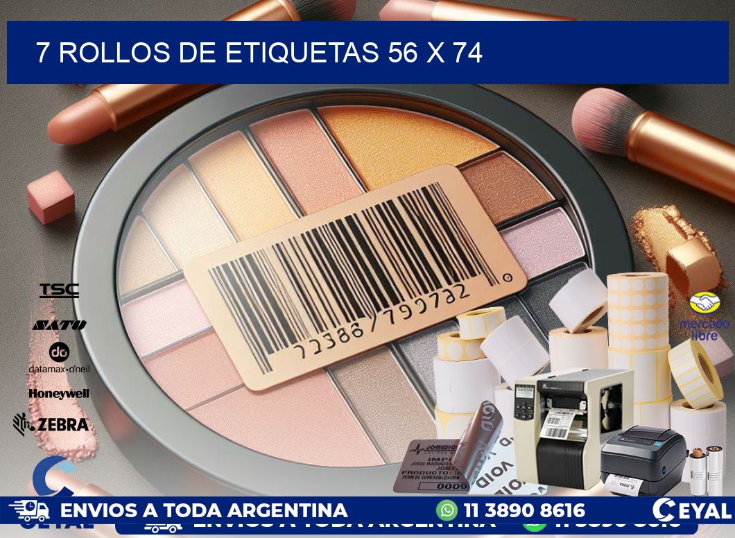 7 ROLLOS DE ETIQUETAS 56 x 74