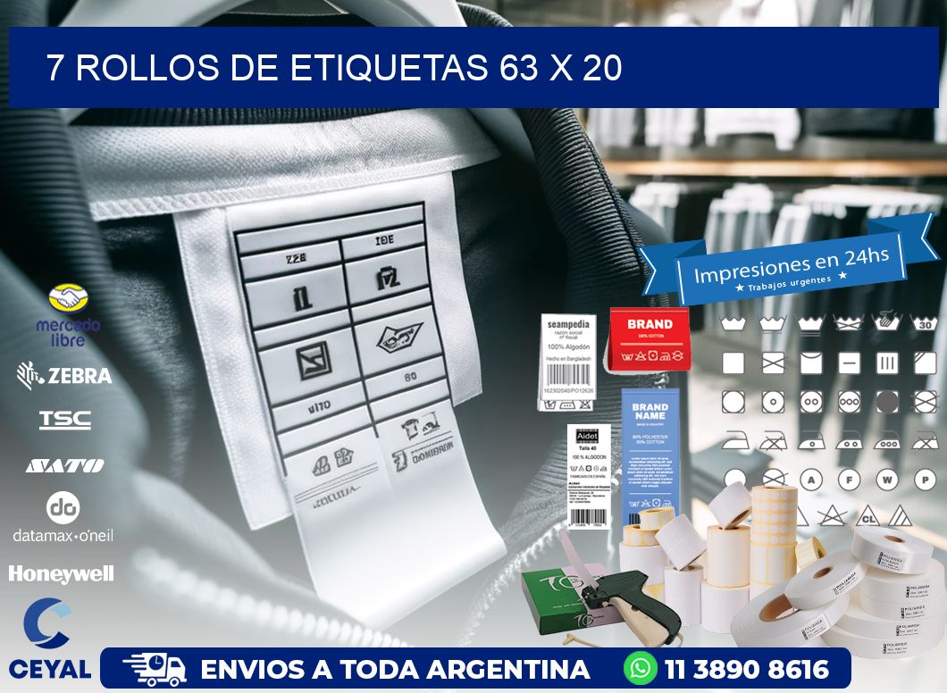 7 ROLLOS DE ETIQUETAS 63 x 20