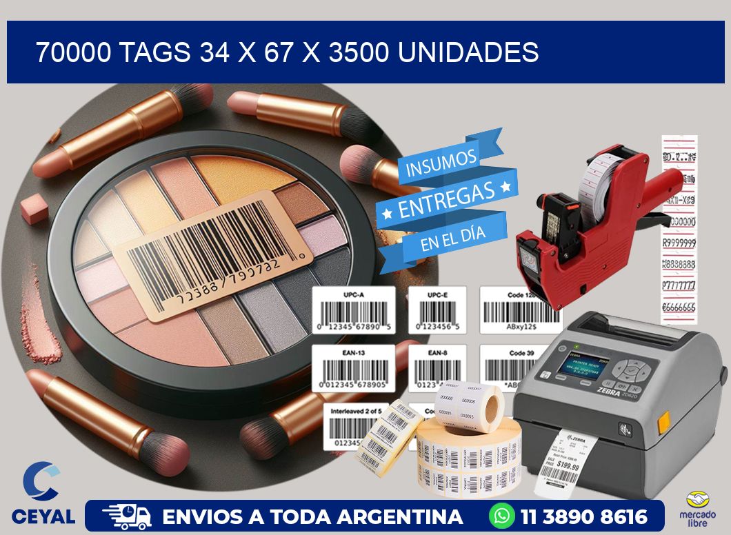 70000 TAGS 34 x 67 X 3500 UNIDADES
