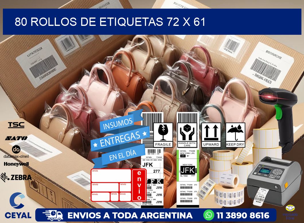 80 ROLLOS DE ETIQUETAS 72 x 61