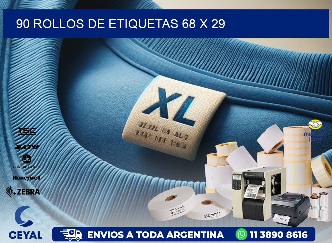 90 ROLLOS DE ETIQUETAS 68 x 29