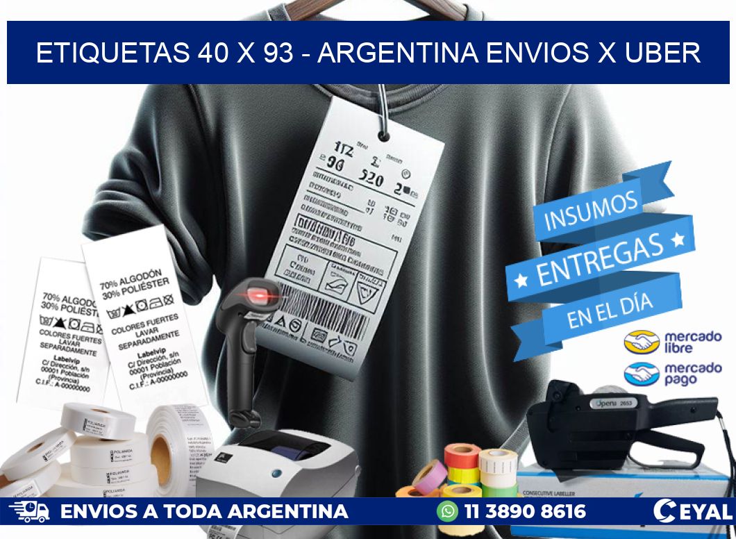 ETIQUETAS 40 x 93 - ARGENTINA ENVIOS X UBER