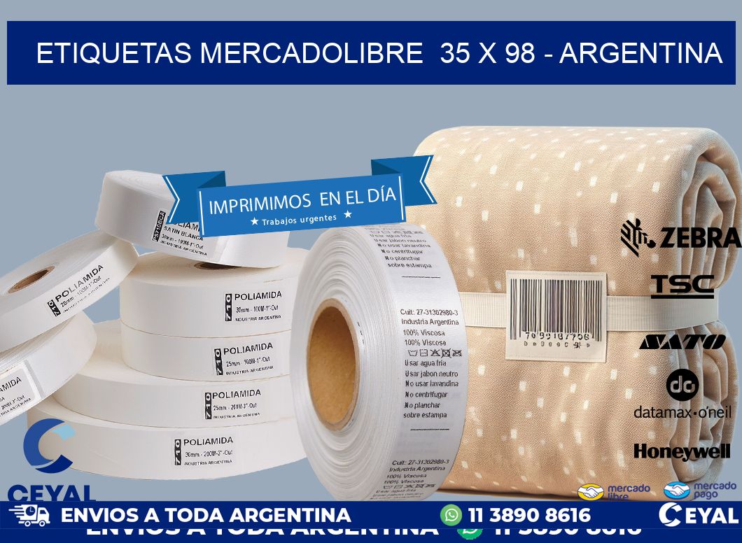 ETIQUETAS MERCADOLIBRE  35 x 98 - ARGENTINA