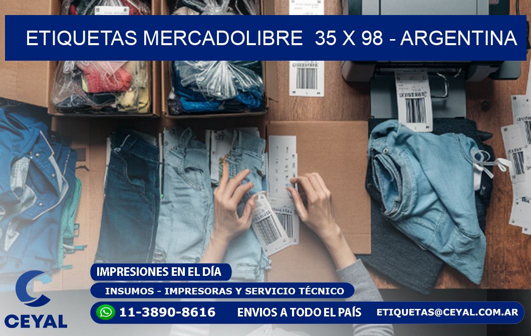 ETIQUETAS MERCADOLIBRE  35 x 98 - ARGENTINA