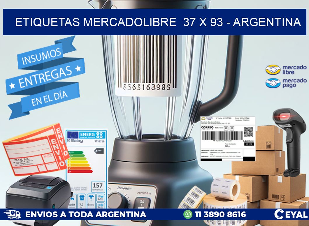 ETIQUETAS MERCADOLIBRE 37 x 93 - ARGENTINA