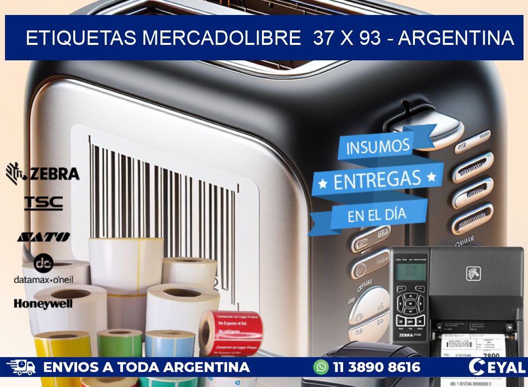 ETIQUETAS MERCADOLIBRE 37 x 93 - ARGENTINA