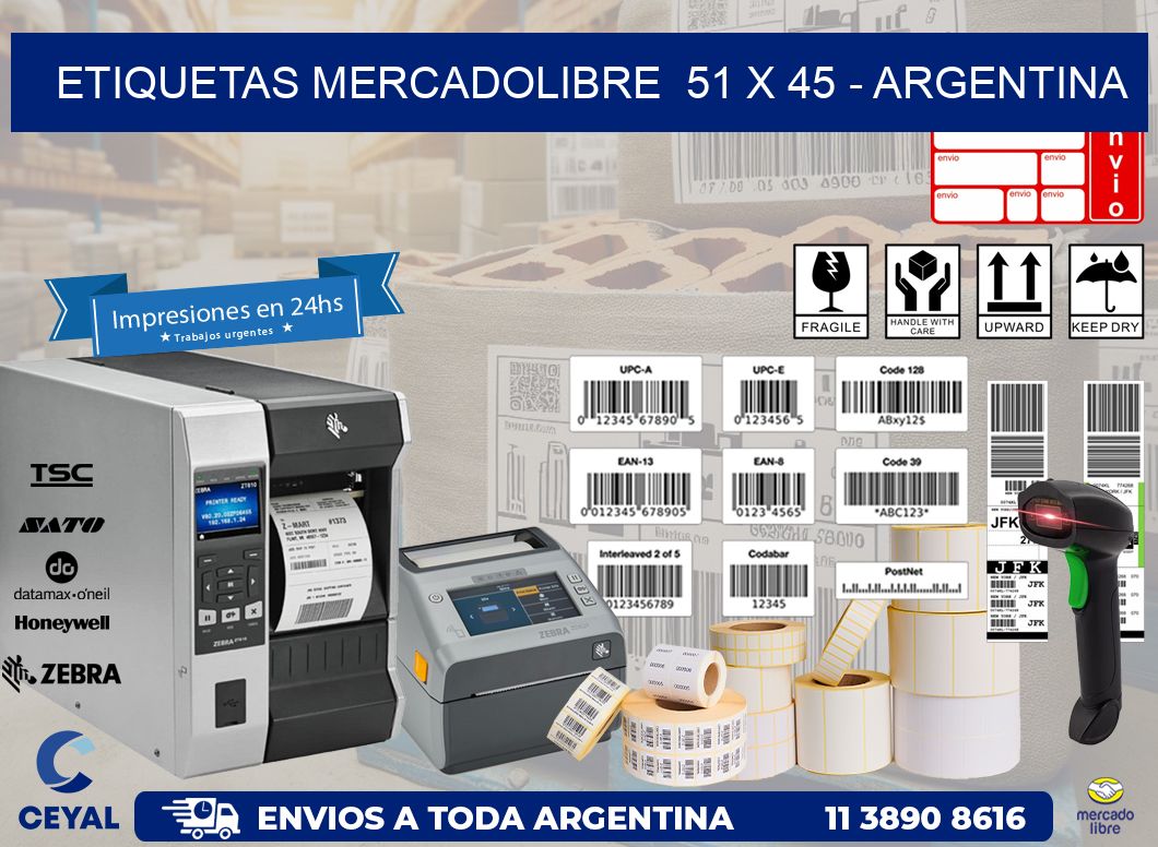 ETIQUETAS MERCADOLIBRE 51 x 45 - ARGENTINA