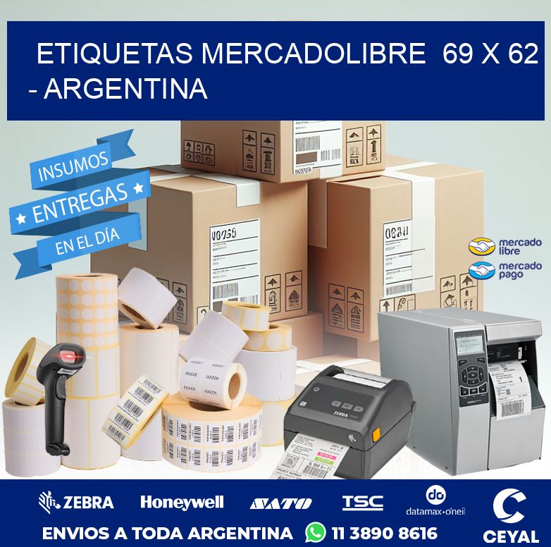 ETIQUETAS MERCADOLIBRE  69 x 62 - ARGENTINA