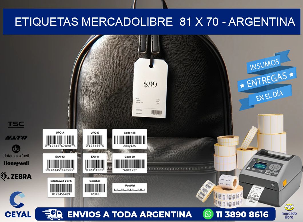 ETIQUETAS MERCADOLIBRE 81 x 70 - ARGENTINA