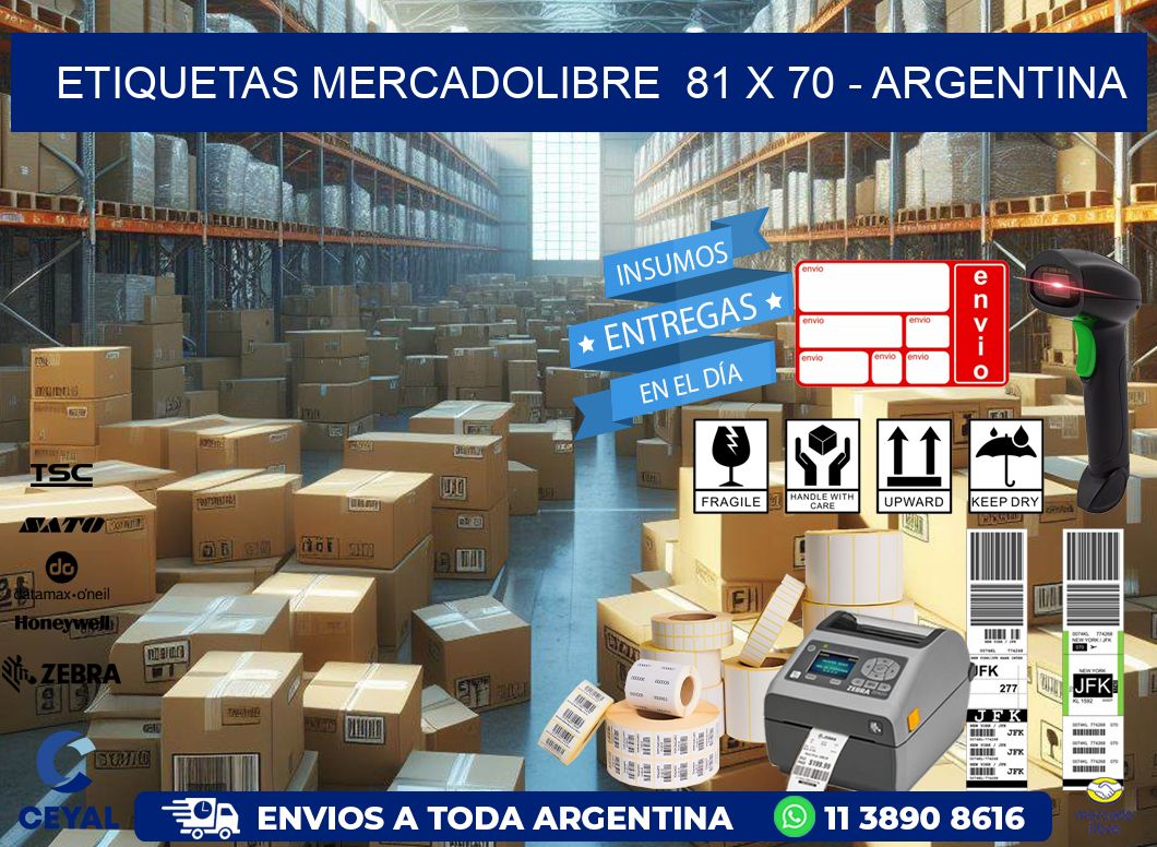 ETIQUETAS MERCADOLIBRE 81 x 70 - ARGENTINA