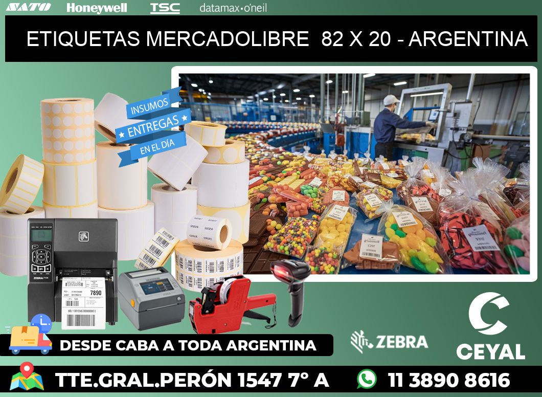ETIQUETAS MERCADOLIBRE  82 x 20 - ARGENTINA