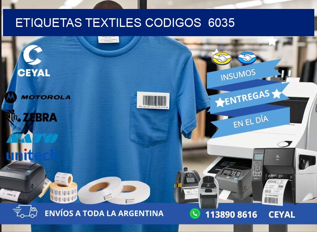 ETIQUETAS TEXTILES CODIGOS  6035
