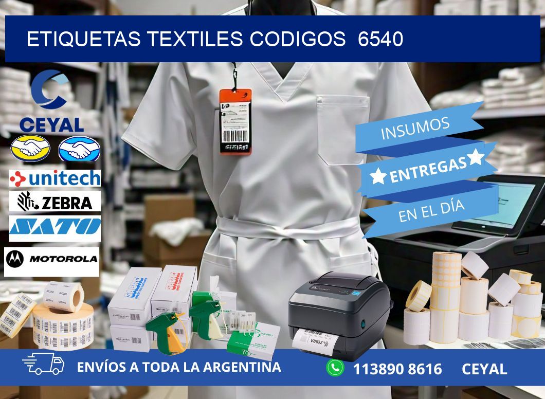 ETIQUETAS TEXTILES CODIGOS 6540