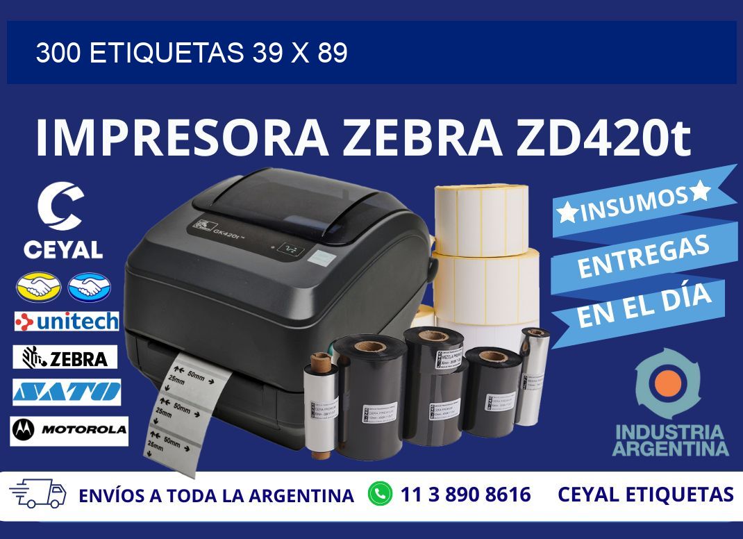 300 ETIQUETAS 39 x 89