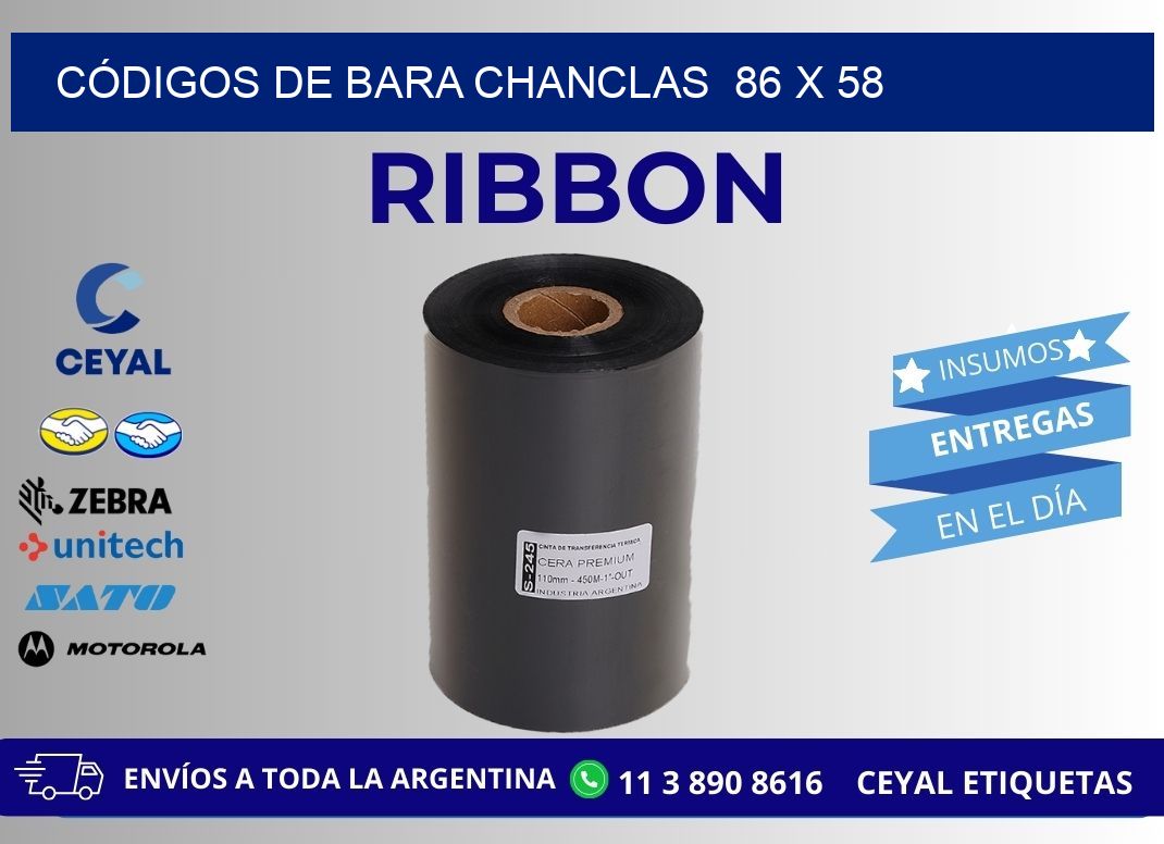 CÓDIGOS DE BARA CHANCLAS  86 x 58