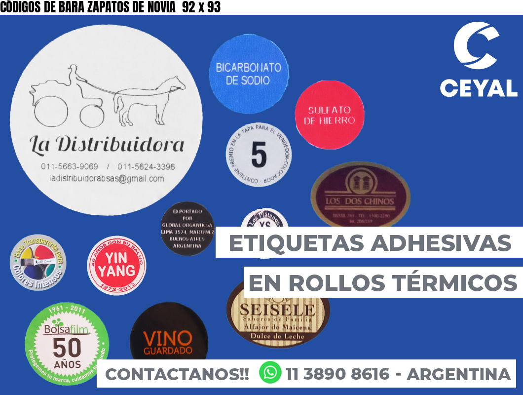 CÓDIGOS DE BARA ZAPATOS DE NOVIA  92 x 93