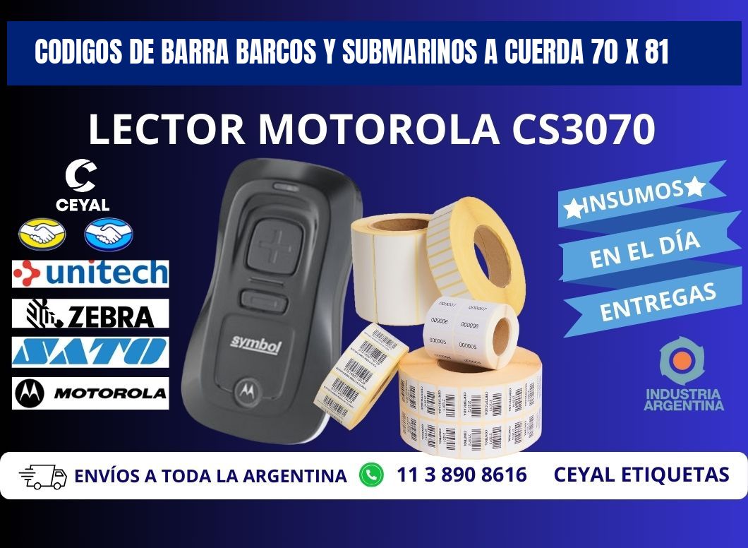 CODIGOS DE BARRA BARCOS Y SUBMARINOS A CUERDA 70 x 81