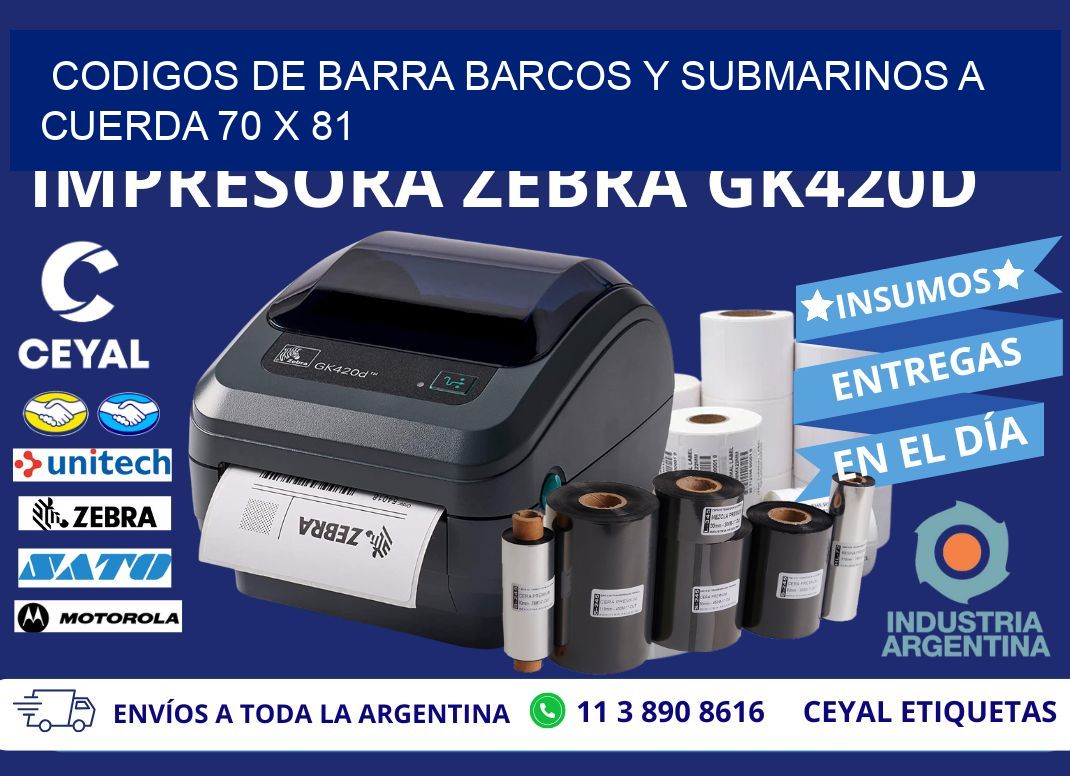 CODIGOS DE BARRA BARCOS Y SUBMARINOS A CUERDA 70 x 81