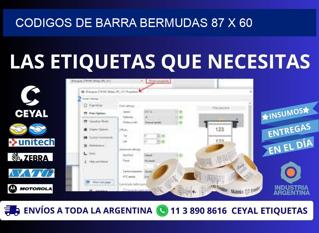 CODIGOS DE BARRA BERMUDAS 87 x 60